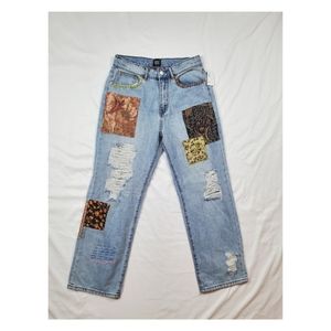 Urban Outfitters Patchwork Straight Leg Blue Jeans